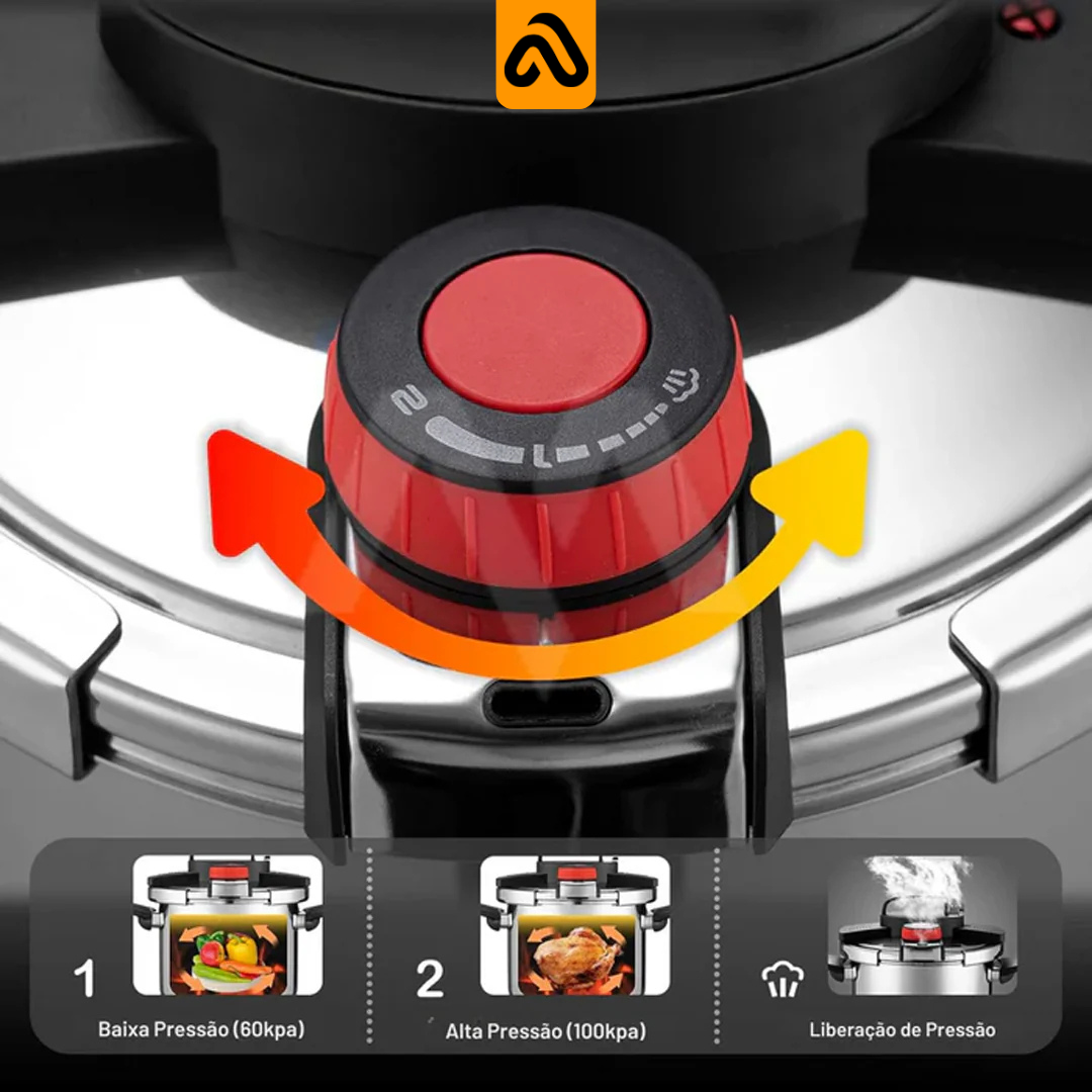 Panela de Pressão TurboChef Aço Inoxidável - Á Prova de Explosões + Brinde: Kit Utensílios