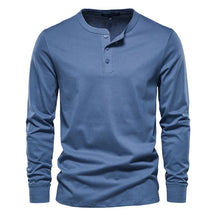 Camiseta Masculina Gola Henley Manga Longa